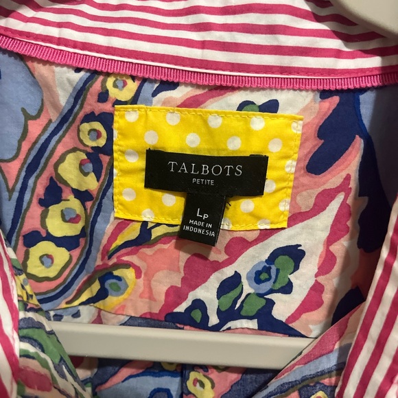 Talbots Women's Multicolor Leaf Print Button Down Shirt - Picture 2 of 3